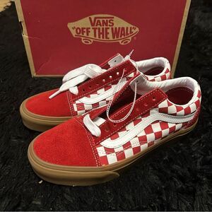 VANS old skool checkerboard red white lace up shoes sneakers women’s 8 new